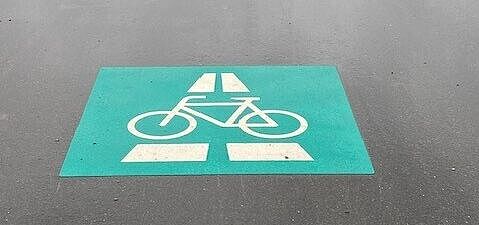 Radschnellverbindung, markiert mit Zeichen 350.1 laut StVO – hier ein Beispiel am Neckar vor Heilbronn