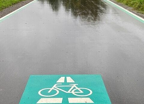 Radschnellverbindung, markiert mit Zeichen 350.1 laut StVO – hier ein Beispiel am Neckar vor Heilbronn