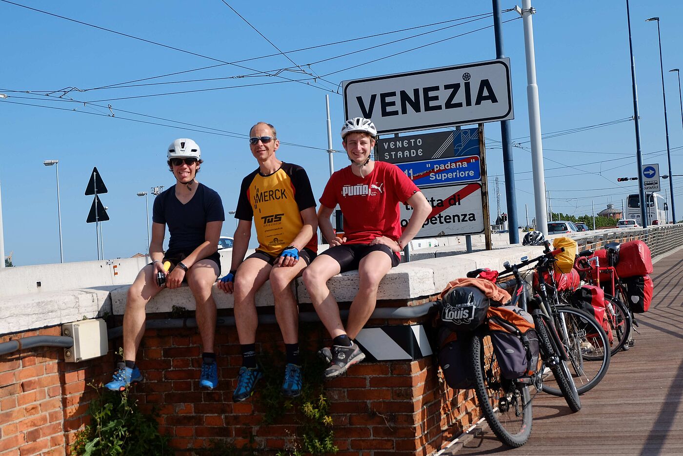 Paul, Matthias und Christian glücklich am Ziel, Venedig