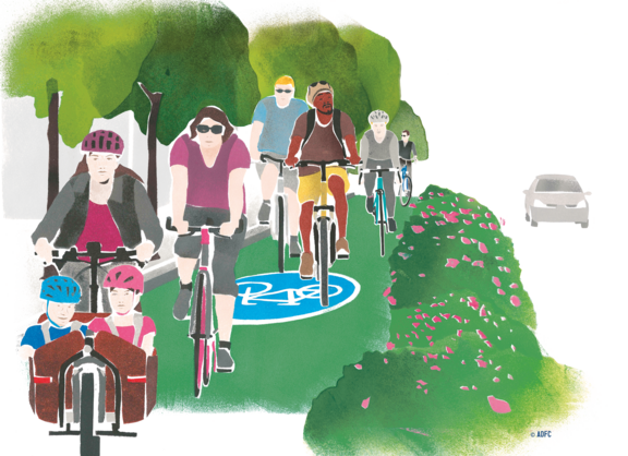 Viel Platz für den Radverkehr – separater Radweg